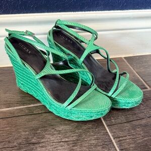 Guess Emerald Green Wedge Sandals